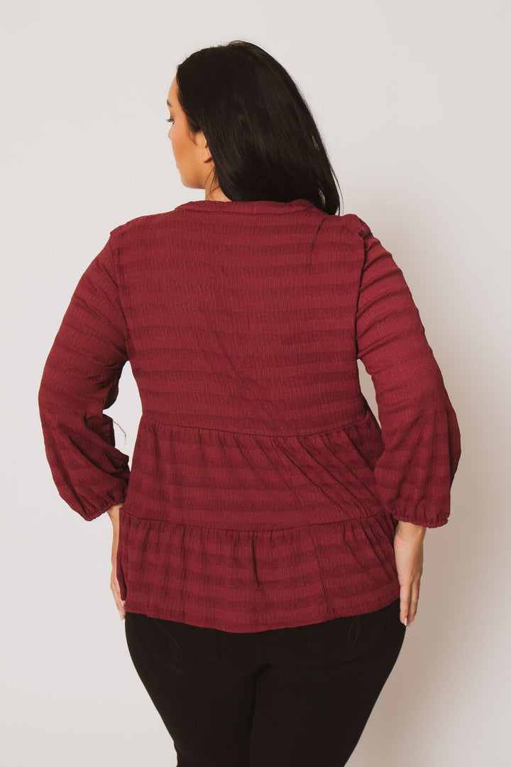 CULTURE CODE Tops Plus Size Tessa Babydoll Top - Burgundy