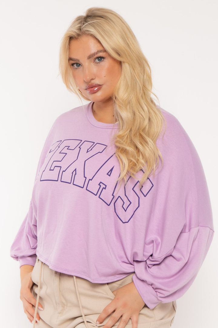 Jade By Jane Tops Plus Size Texas  Oversize Top- Lavender