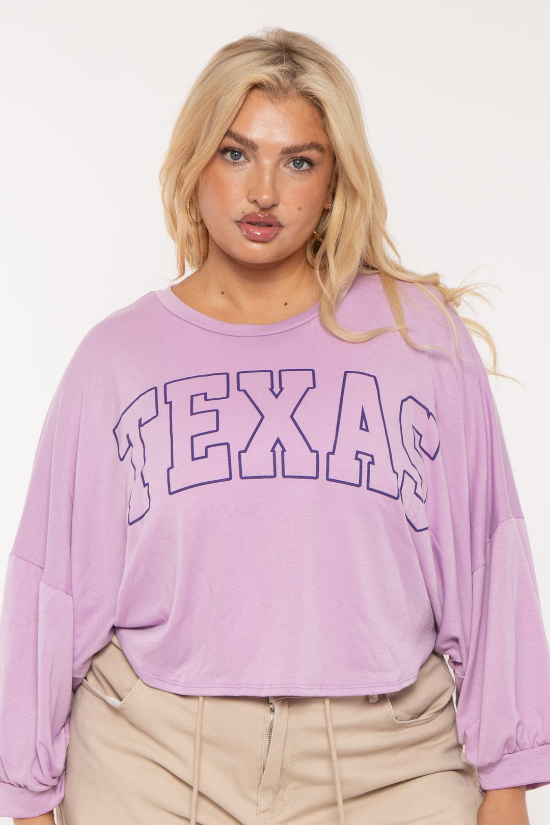 Jade By Jane Tops Plus Size Texas  Oversize Top- Lavender