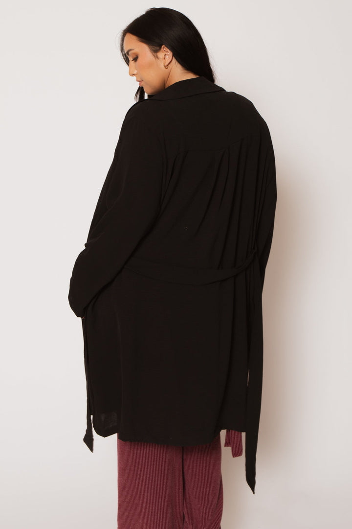 CULTURE CODE Tops Plus Size Timeless Tie Coat - Black