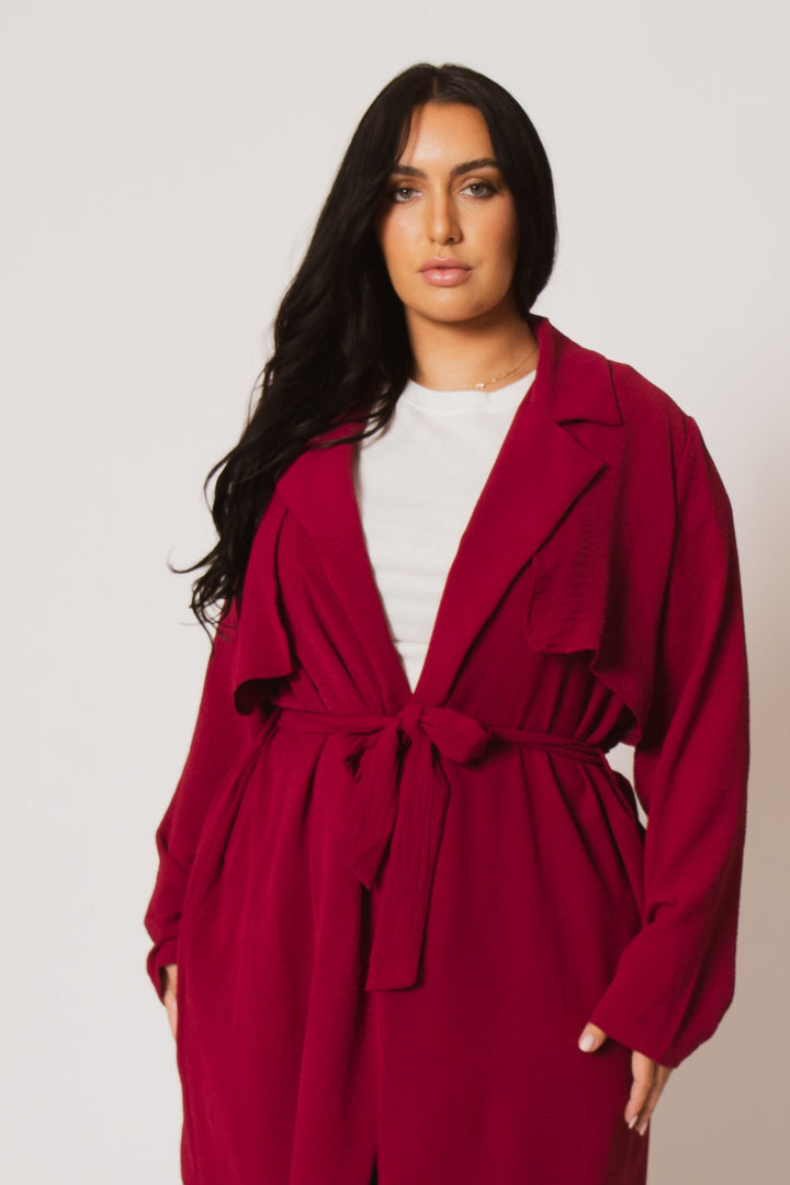 CULTURE CODE Tops Plus Size Timeless Tie Coat - Magenta