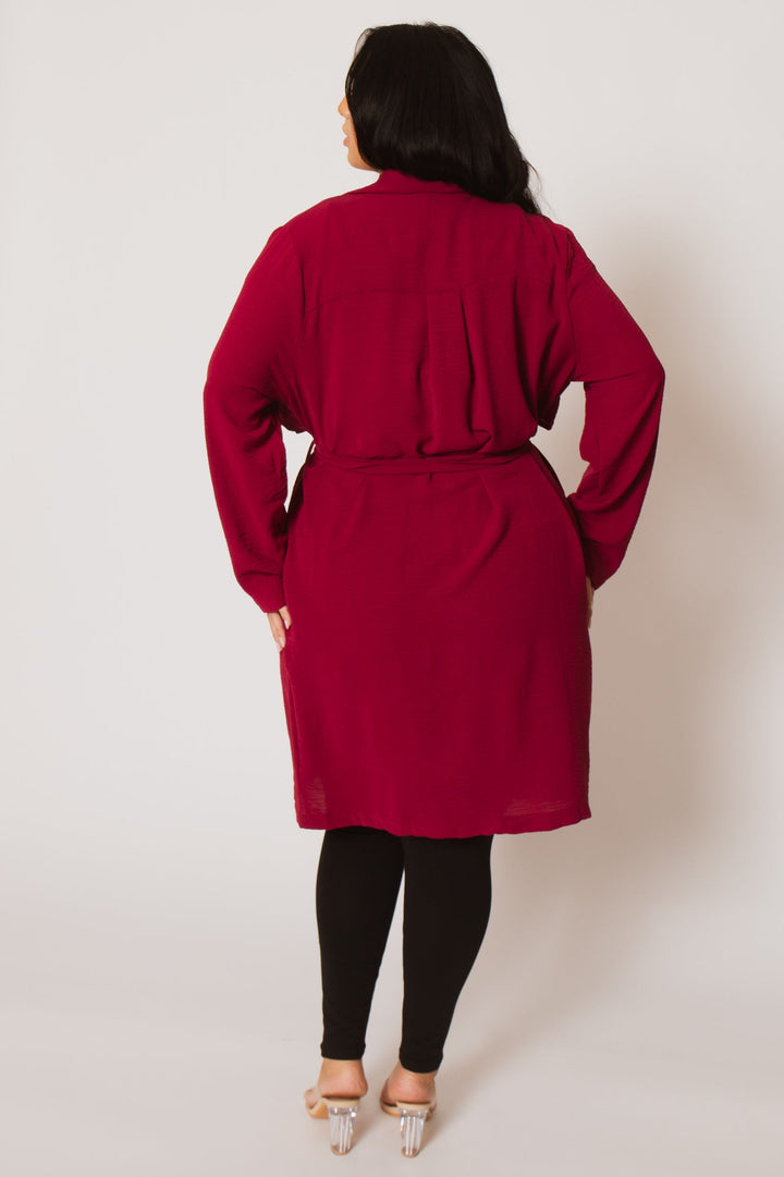 CULTURE CODE Tops Plus Size Timeless Tie Coat - Magenta