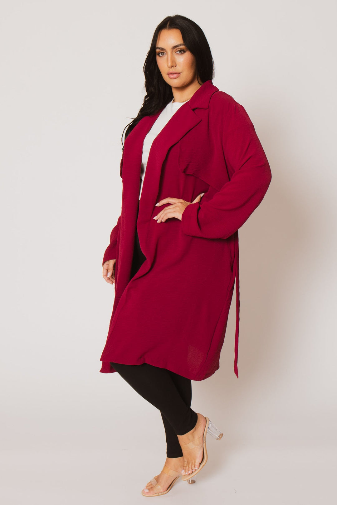 CULTURE CODE Tops Plus Size Timeless Tie Coat - Magenta