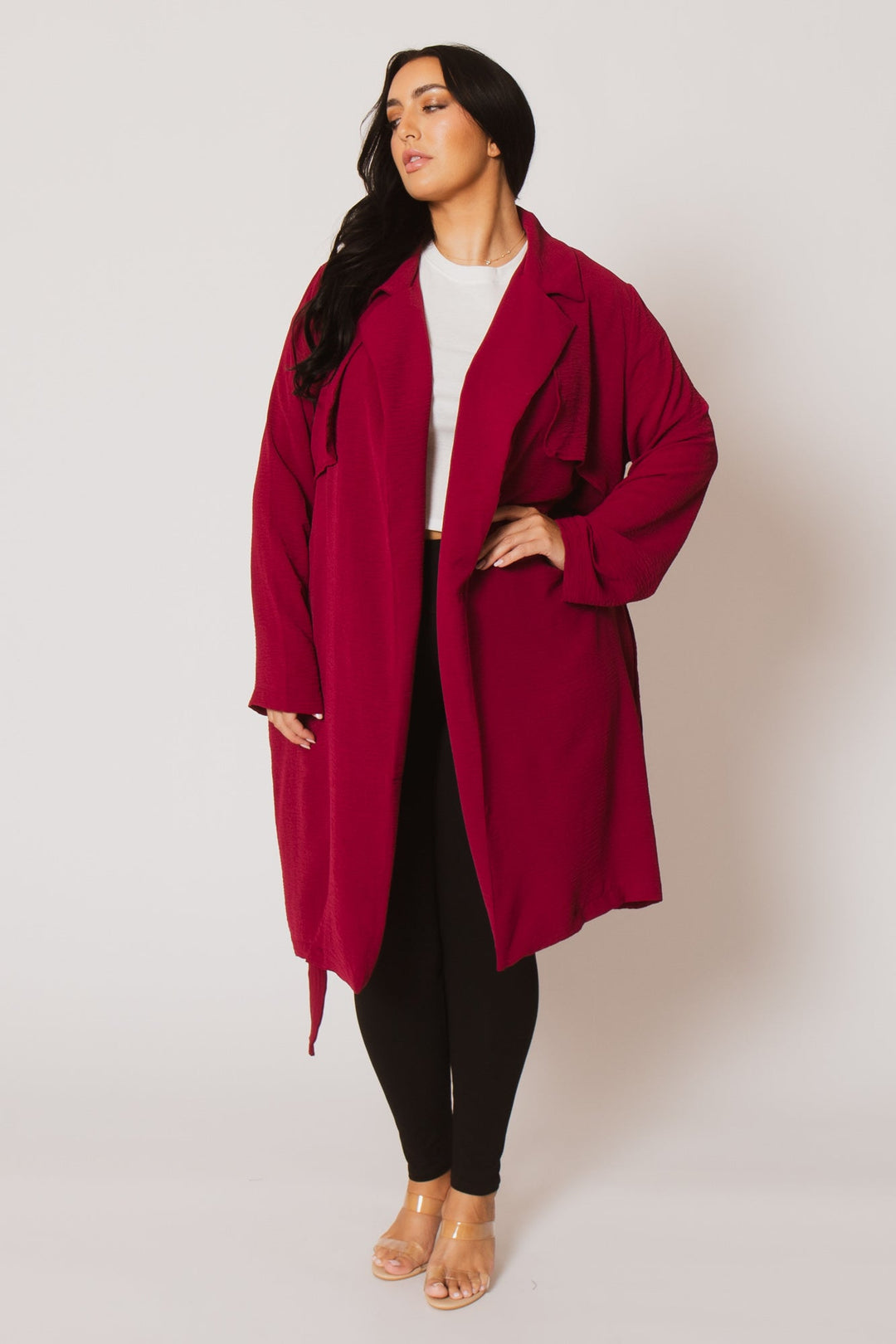 CULTURE CODE Tops Plus Size Timeless Tie Coat - Magenta