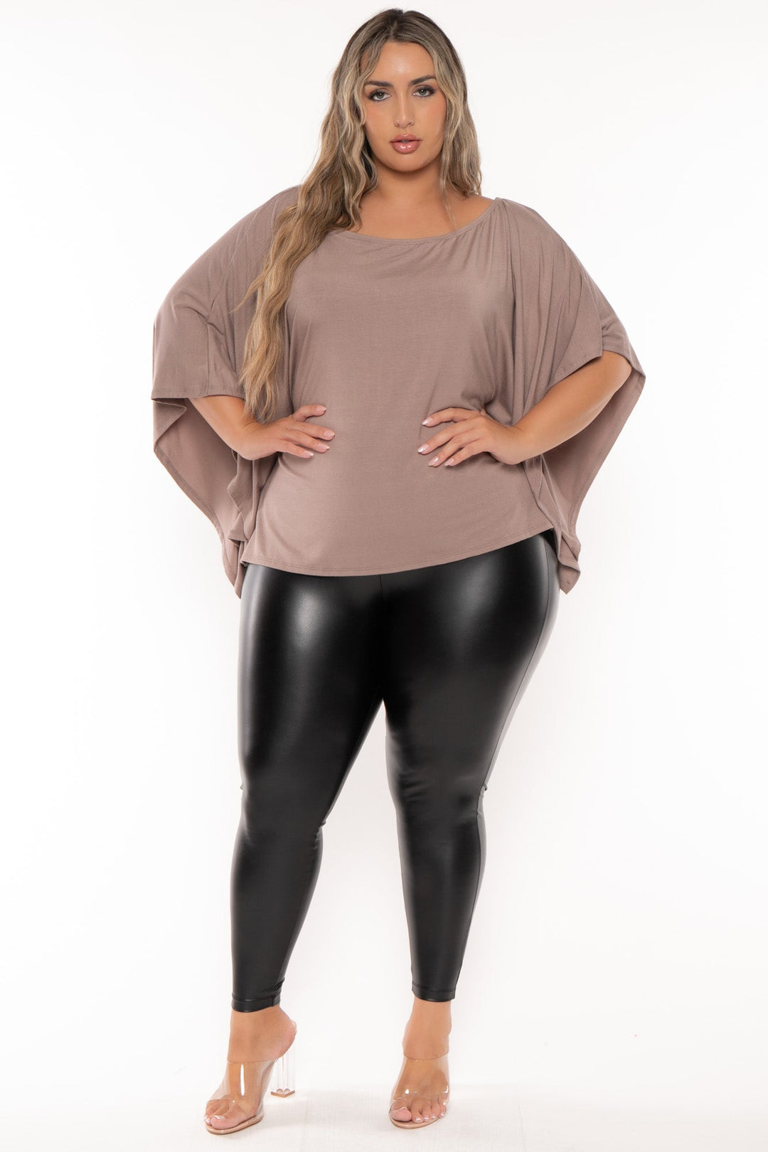 Curvy Sense Tops Plus Size Tori Off The Shoulder Top - Mocha