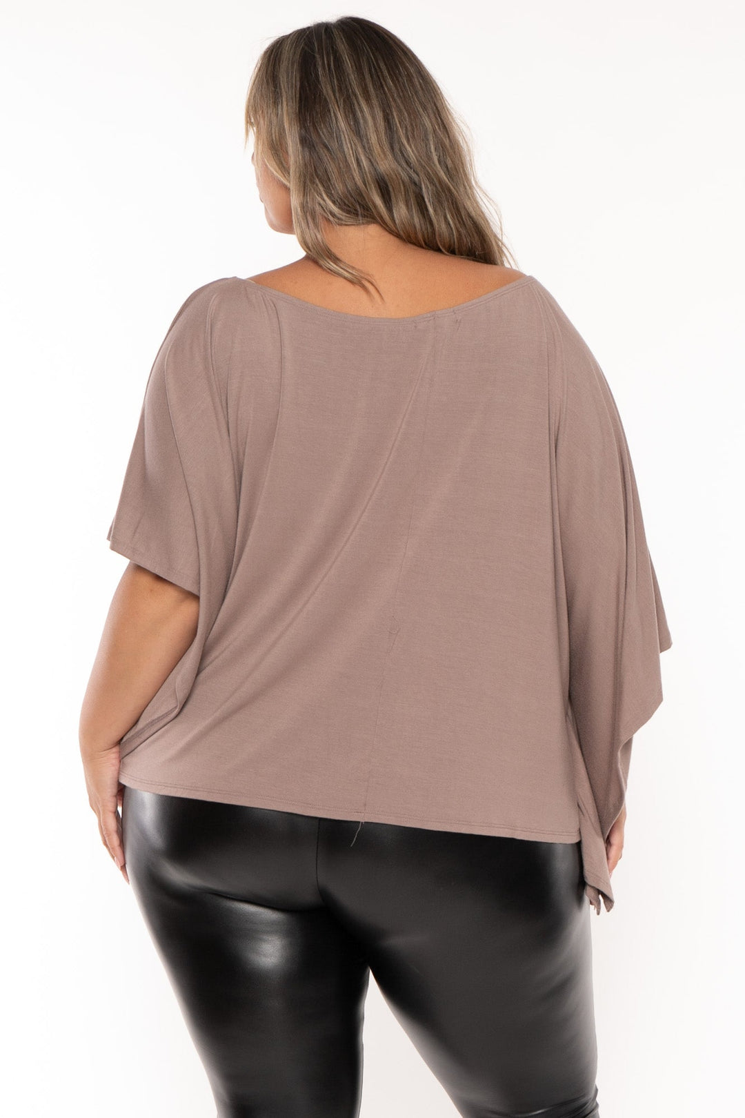 Curvy Sense Tops Plus Size Tori Off The Shoulder Top - Mocha