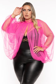 ESMERAY CLOTHING Tops Plus Size Under A Spell Sheer   Top - Pink