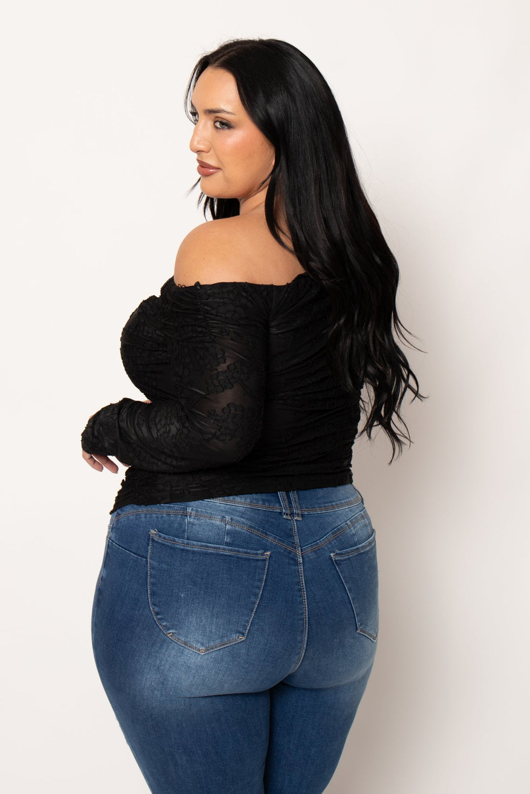 Talent Tops Plus Size Valencia Sheer Elegance Top - Black