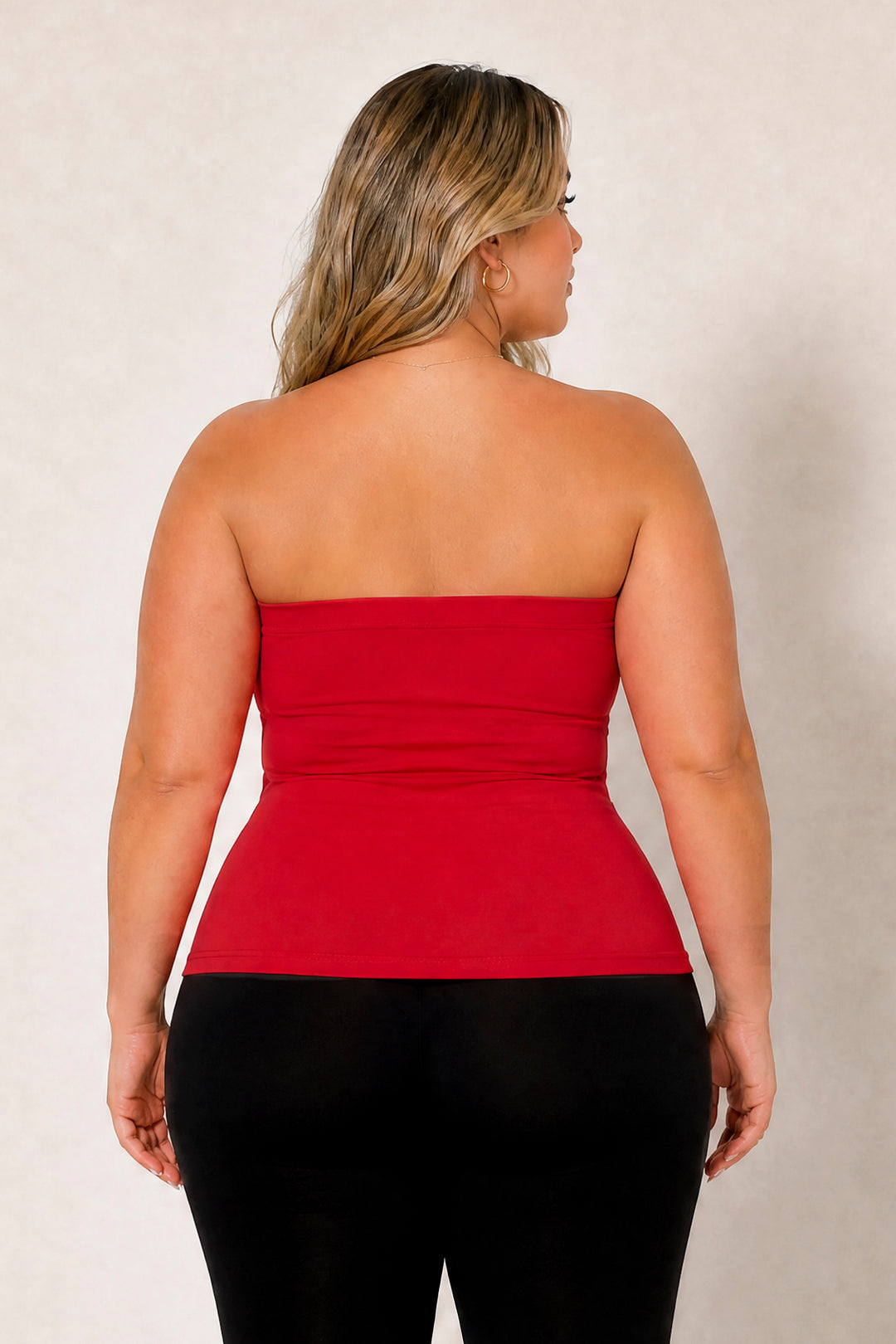Ambiance Tops Plus Size Varsity Muse Tube Top - Red