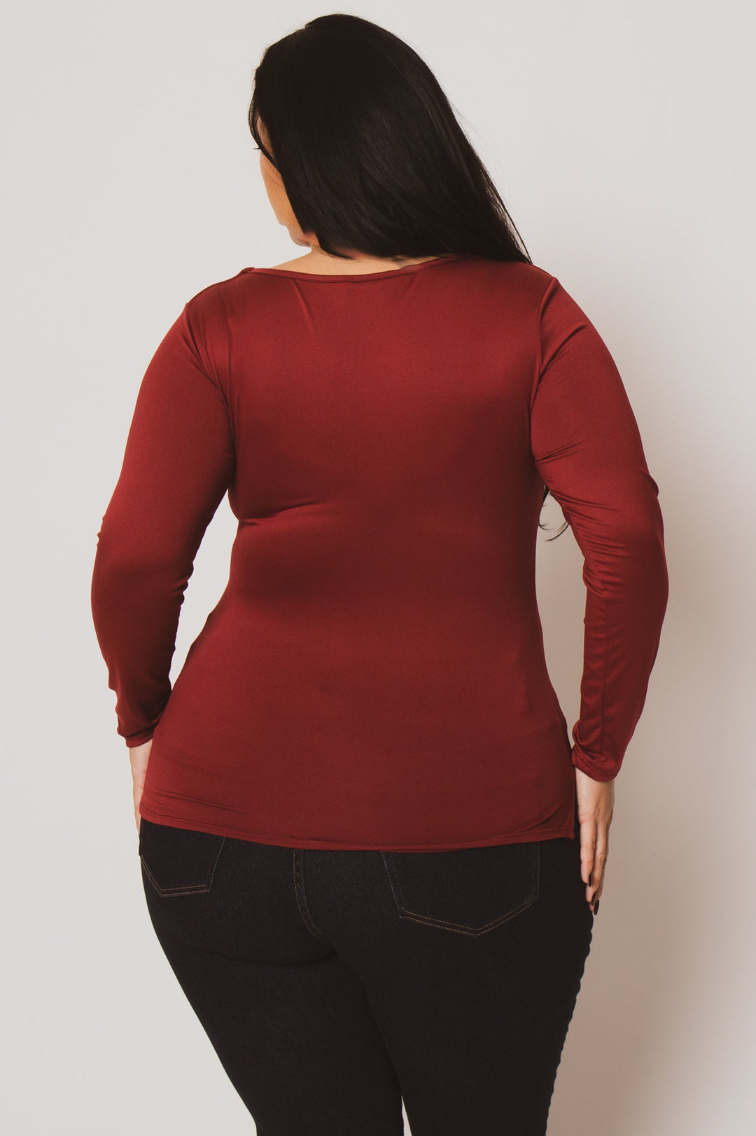 Blue Leopard Tops Plus Size Vienna Cinch Top  - Burgundy