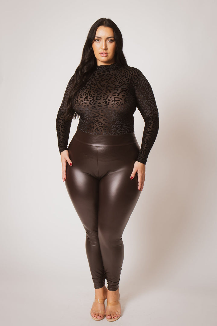 D ROCK Tops Plus Size Wild Velvet Mesh Bodysuit - Black