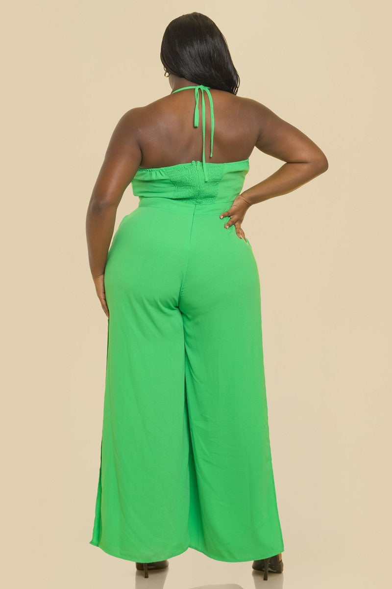 Plus Size Kariah surplus wide leg jumpsuit -Green