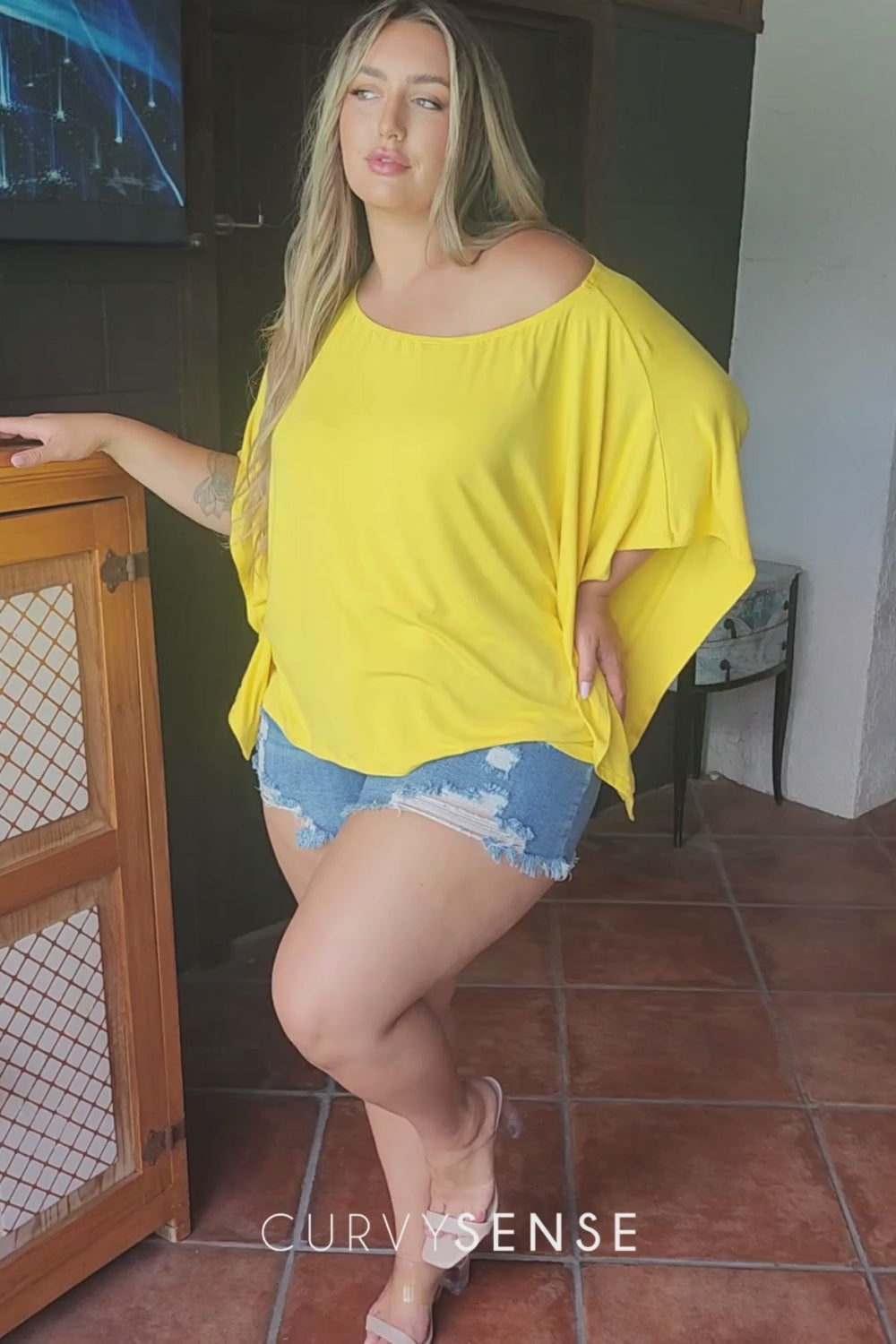 Plus Size Tori  Off The Shoulder Top - Yellow