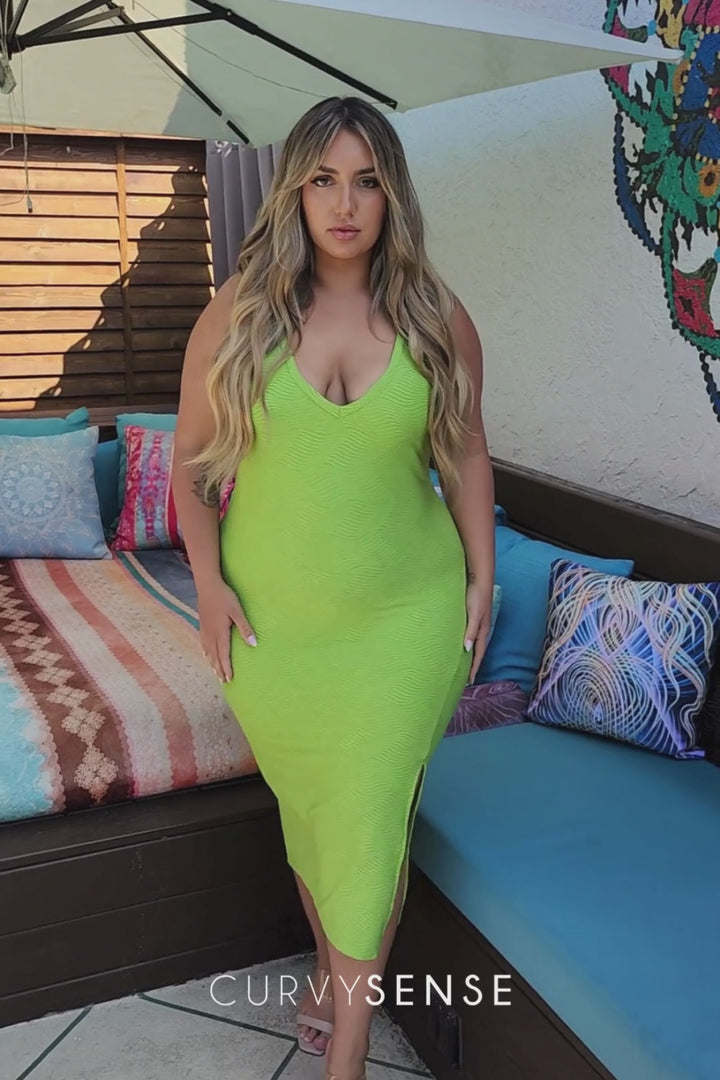 Plus Size Jenise Bodycon Dress - Green