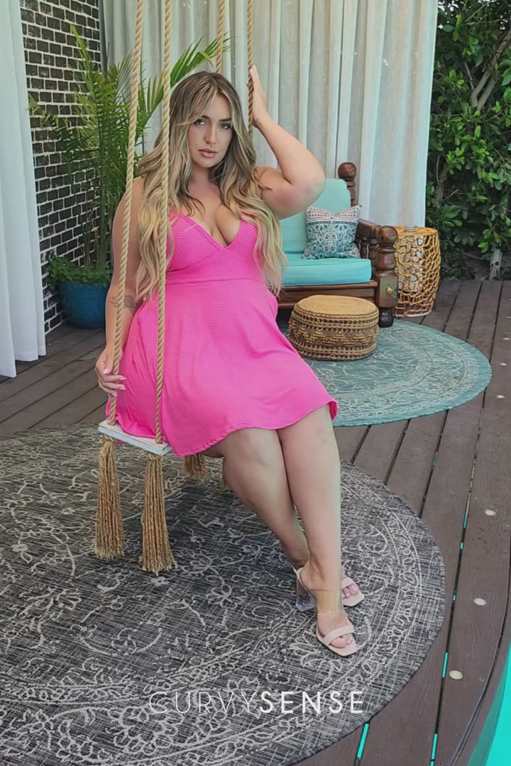 Plus Size Jeanine Flare Dress - Pink