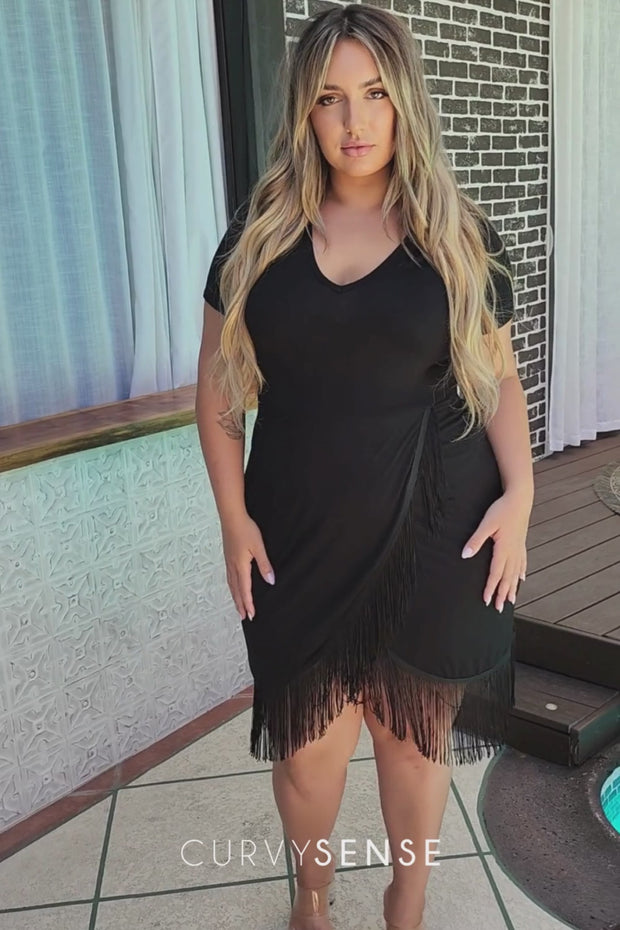 Women's Plus Size Mamacita Fringe Dress - Black
