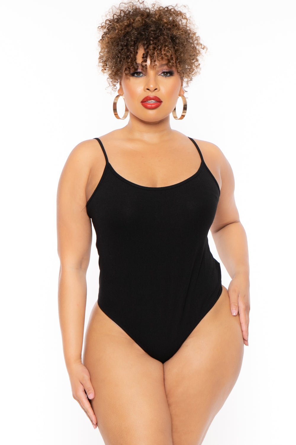 Curvy Sense Bralettes And Bodysuits Plus Size Jersey Girl Bodysuit - Black