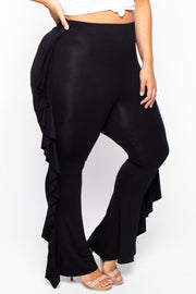 Plus Size Ava Ruffle Pants - Black - Curvy Sense