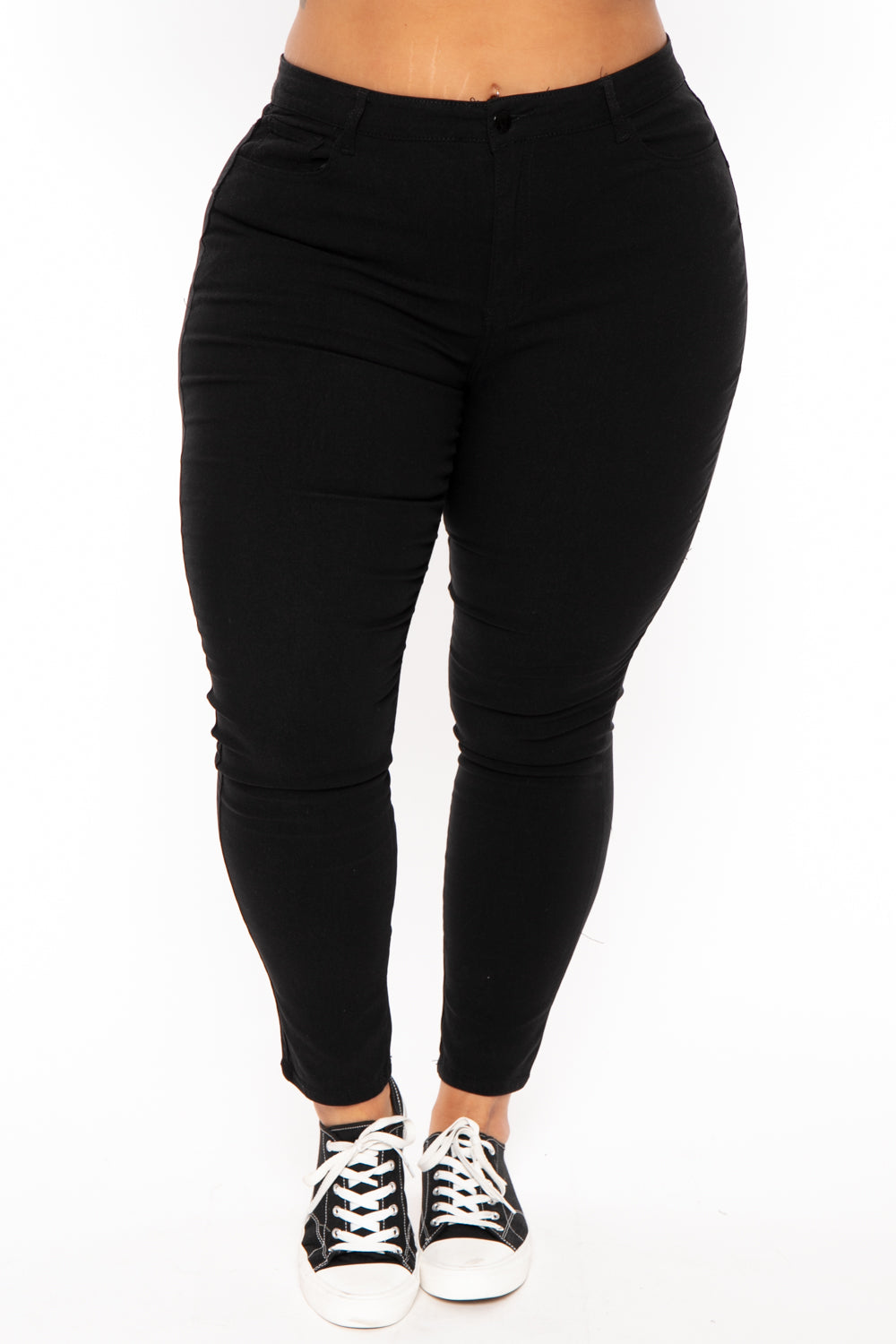 DIAMANTE Bottoms 14 / Black Plus Size Ella Hyper Stretch Skinny Jeans - Black