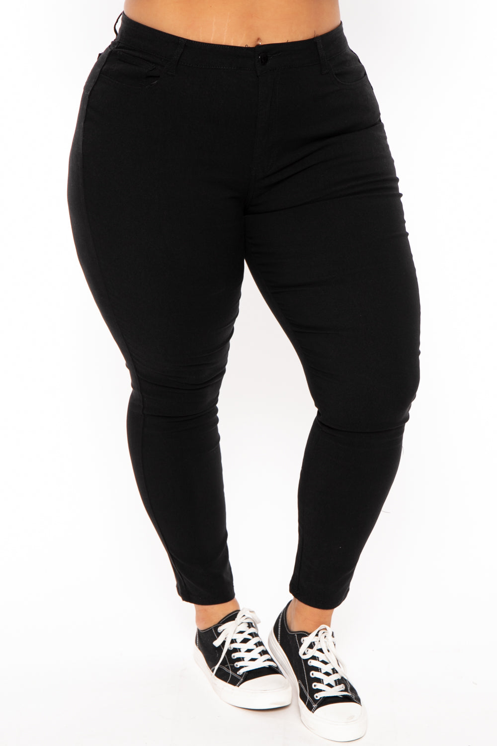 DIAMANTE Bottoms Plus Size Ella Hyper Stretch Skinny Jeans - Black