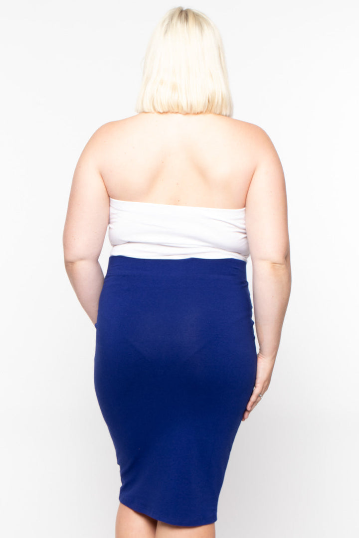 Zenana Bottoms Plus Size Knit Pencil Skirt - Royal Blue