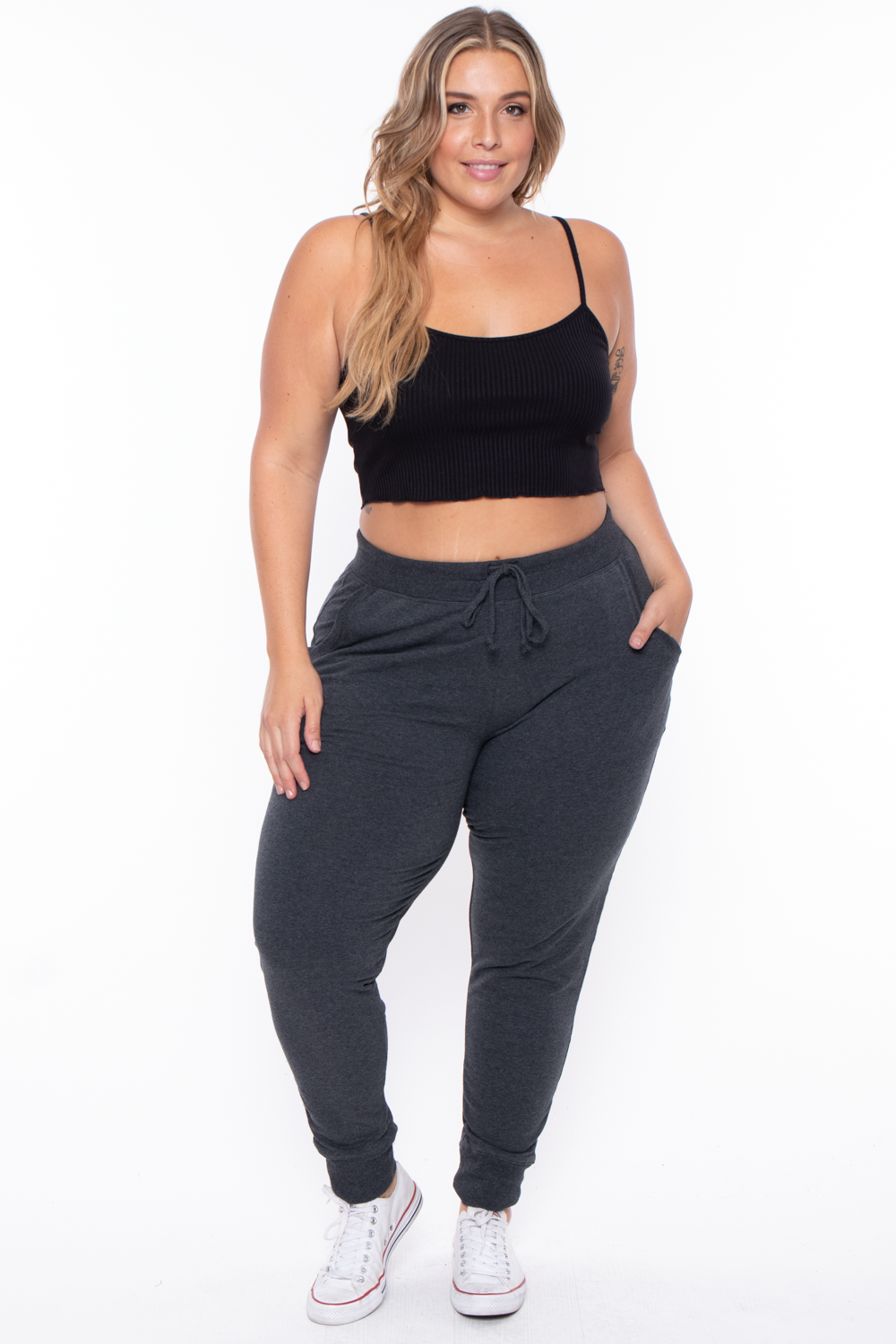 Plus Size Sweat Jogger Charcoal Curvy Sense