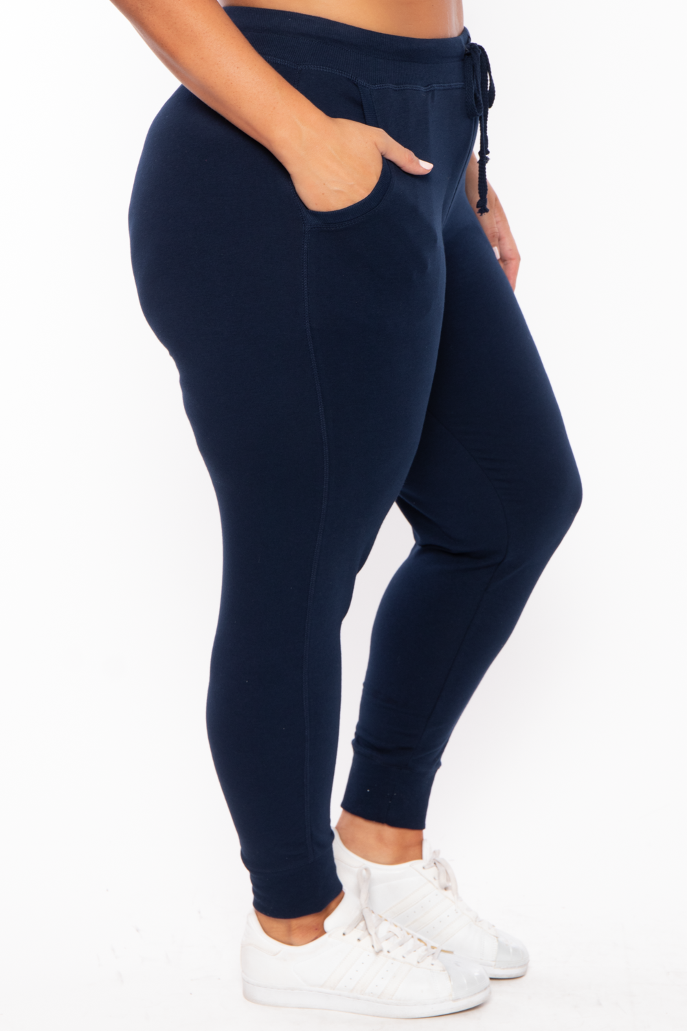 Women s Plus Size Sweat Jogger Navy Curvy Sense
