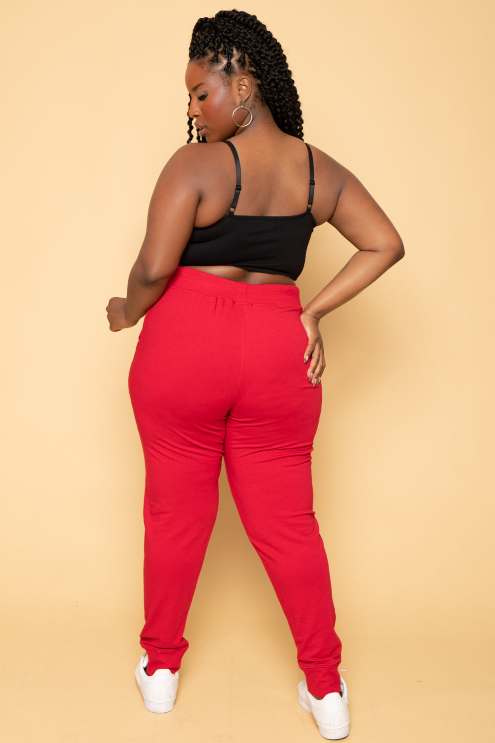 Ambiance Bottoms Plus Size Sweat Jogger - Red