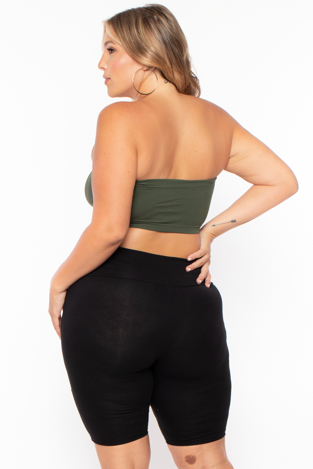 Plus Size Seamless Bandeau Bra - Army Green - Curvy Sense