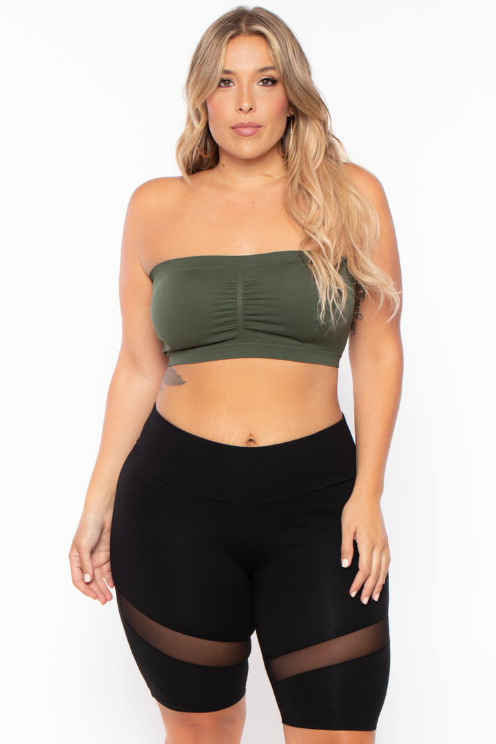 Plus Size Seamless Bandeau Bra - Army Green - Curvy Sense