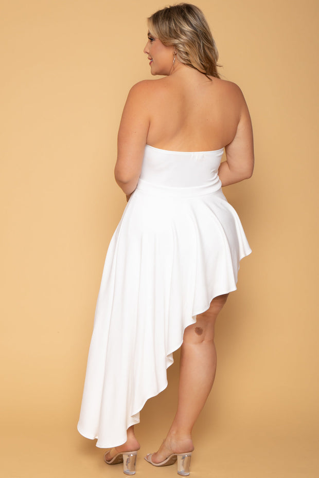 Curvy Sense Dresses Plus Size Amara Ruffle Bodycon Dress- White