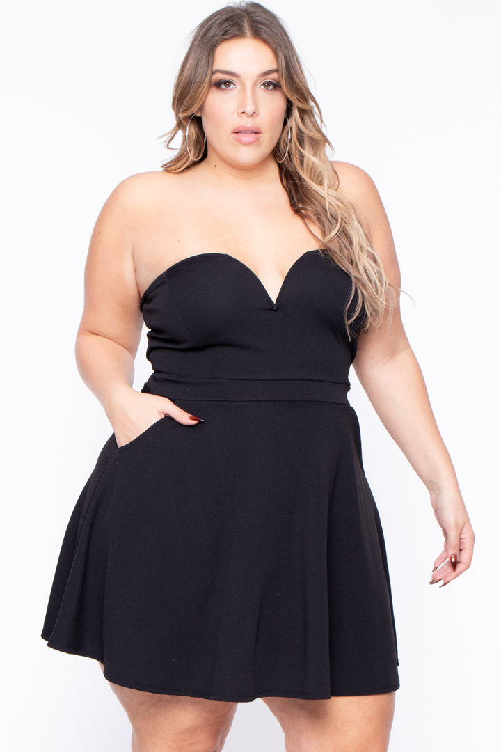 Plus Size Amaryllis Flare Dress - Black - Curvy Sense