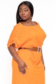 CULTURE CODE Dresses Plus Size Annette Shoulder Ruching  Maxi  Dress - Orange