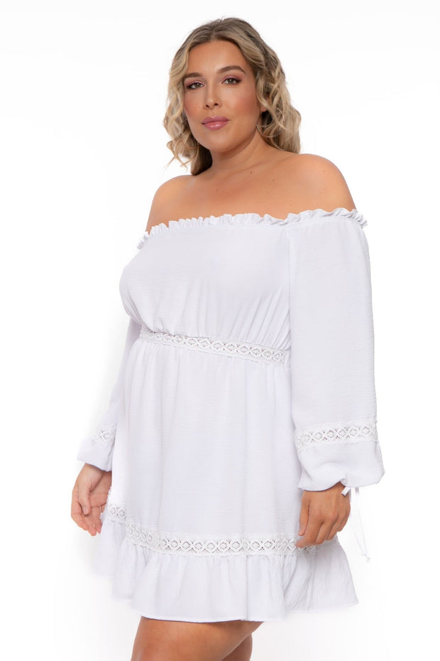 Curvy Sense Dresses Plus Size Arabella Off The Shoulder Dress  - White
