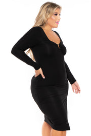 Curvy Sense Dresses Plus Size Araseli Midi Dress - Black