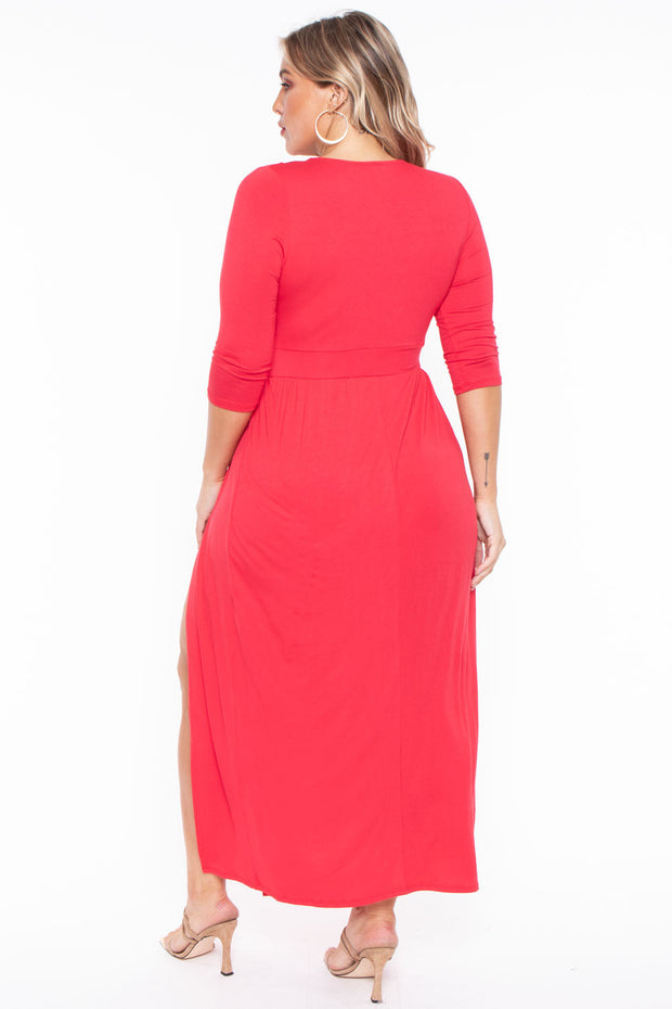 Bluebell Dresses Plus Size Aria M-Slit Maxi Dress - Red