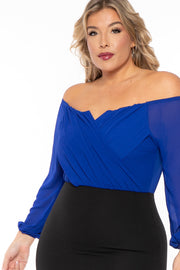 Bluebell Dresses Plus Size Aryana Cross Over Dress - Royal Blue