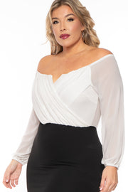 Bluebell Dresses Plus Size Aryana Cross Over Dress - White