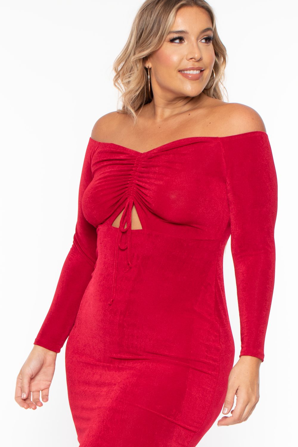 Plus Size Aveline Ruched Dress - Red