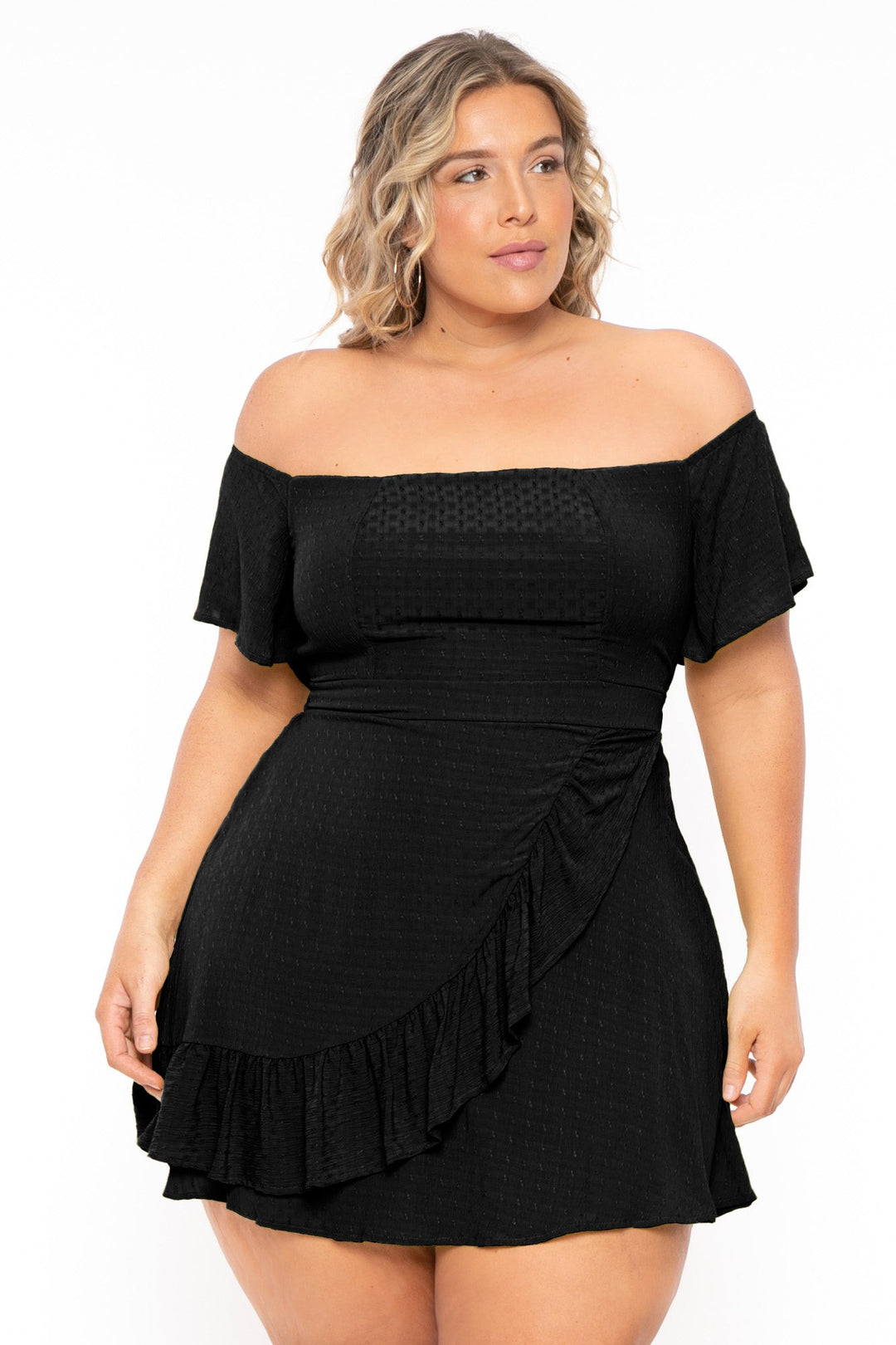 Plus Size Brina Off The shoulder Dress - Black – Curvy Sense