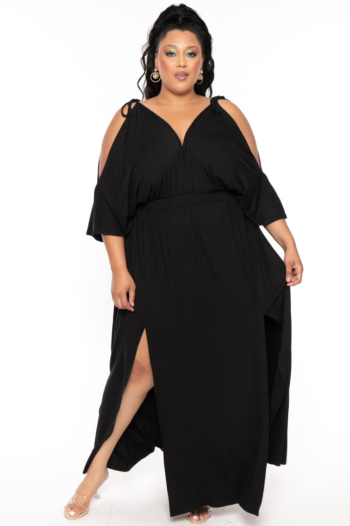Curvy Sense Dresses Plus Size Danielle Knit Maxi Dress - Black