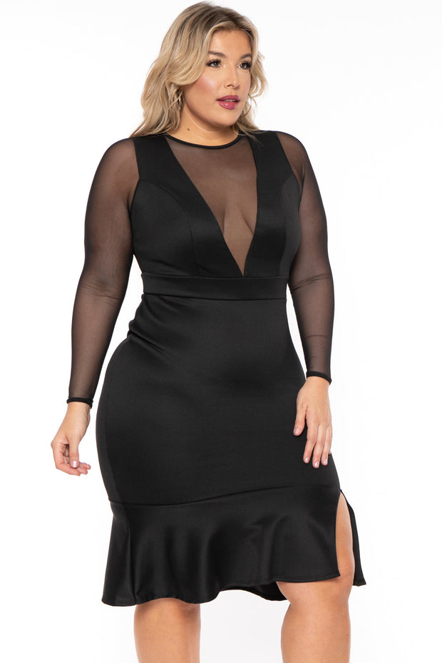Curvy Sense Dresses Plus Size Dayanara Midi Dress - Black