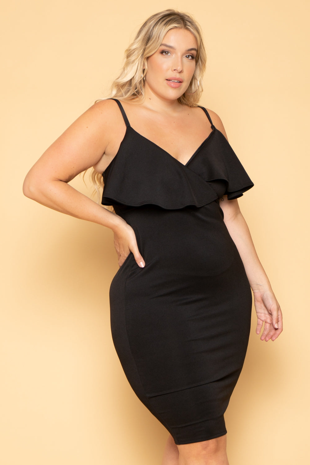 Curvy Sense Dresses Plus Size Eden Ruffle Dress - Black