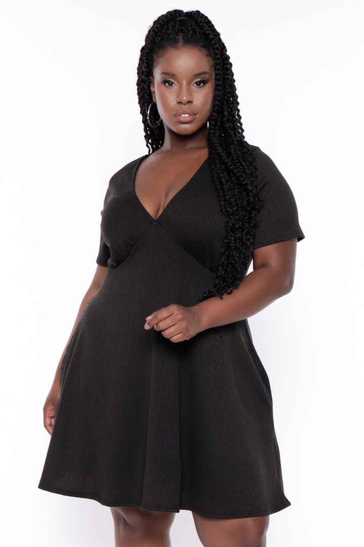 Curvy Sense Dresses 1X / Black Plus Size Ellie Flare Dress - Black