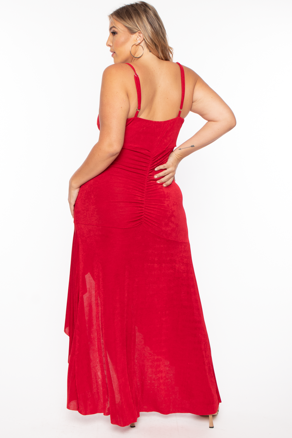 Plus Size Fayette Flamenco Ruffle Dress - Red - Curvy Sense