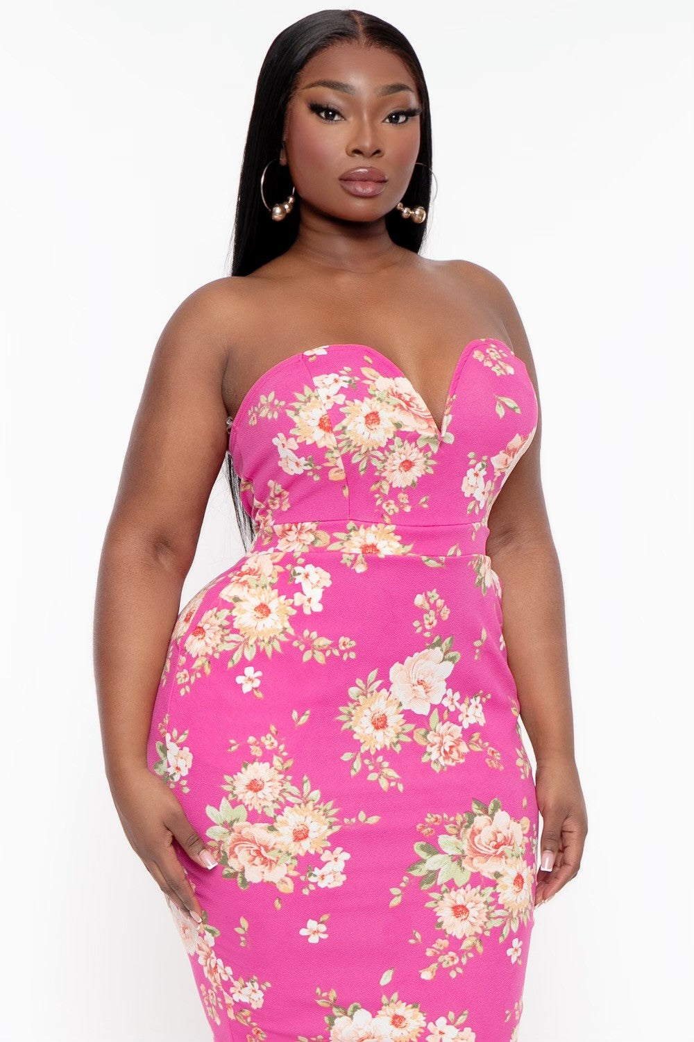 Women's Plus Size Floral Dresses - Curvy Sense