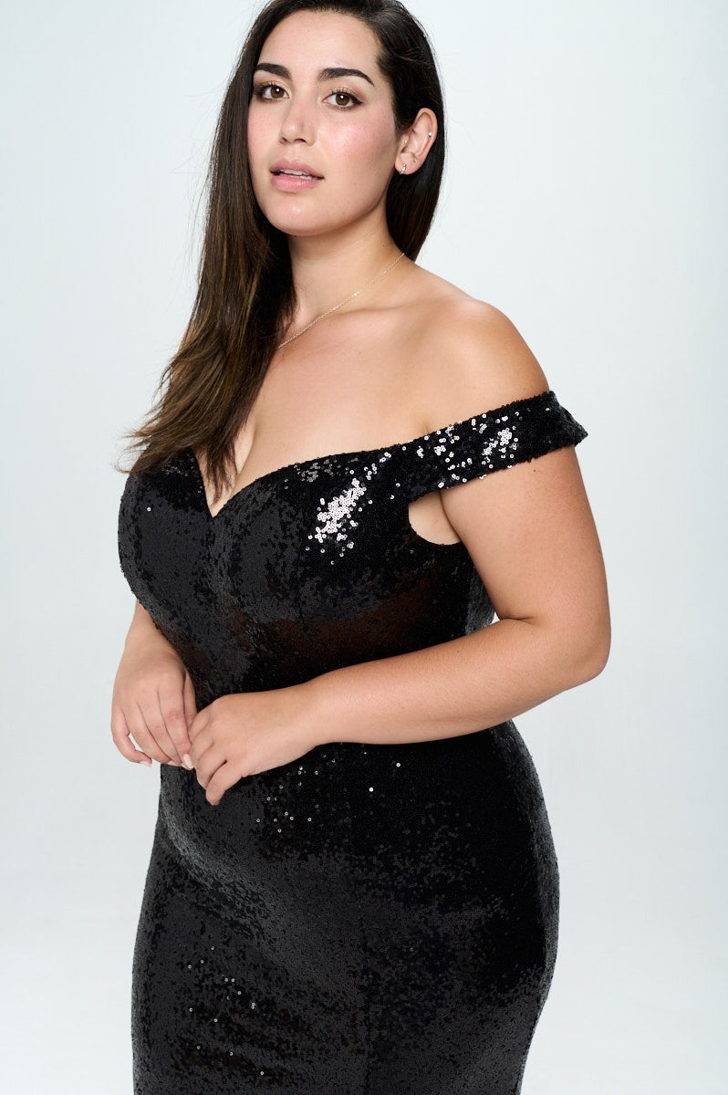 RICARICA Dresses Plus Size Gally Sequins Mermaid Gown - Black