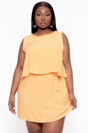 CULTURE CODE Dresses Plus Size  Haltered Double Flare  Dress - Peach