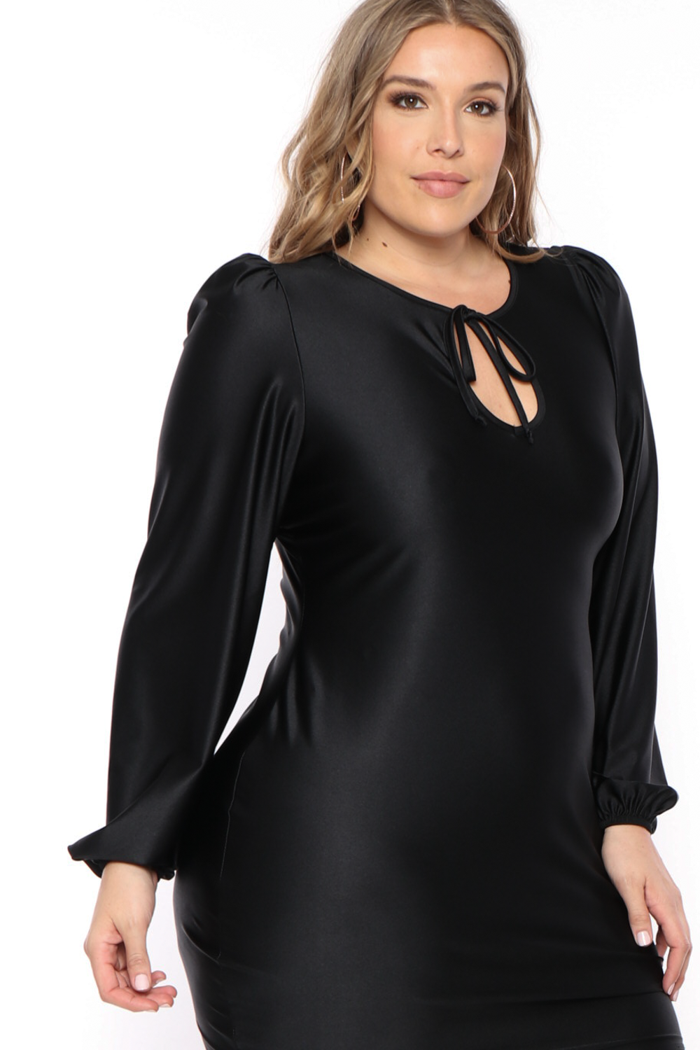 Plus Size  Jaqueline Keyhole Dress - Black - Curvy Sense