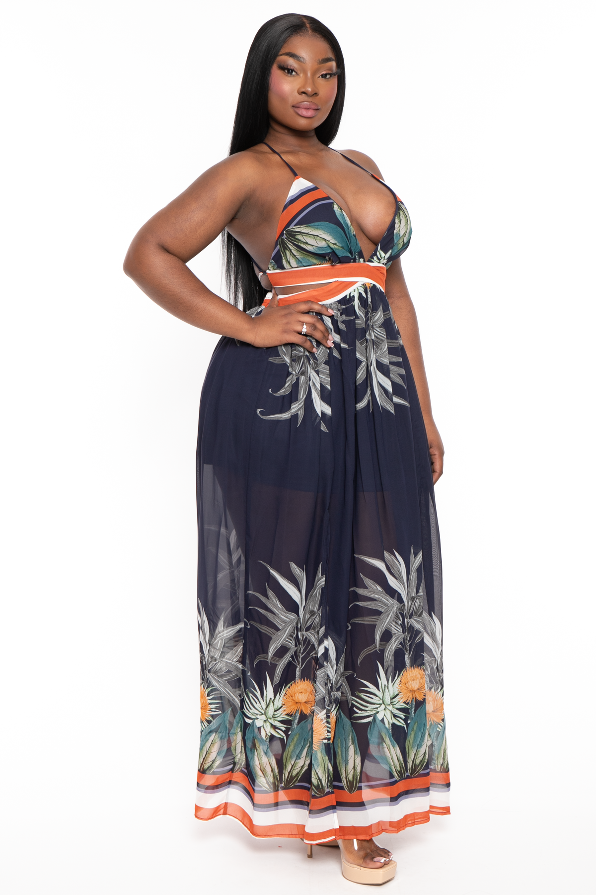 plus size chiffon maxi dress